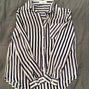 Long Sleeve Navy and White Stripes   Small